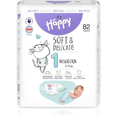 Bella Baby Happy Soft&Delicate Size 1 Newborn plenice za enkratno uporabo 2-5 kg 82 kos Cene