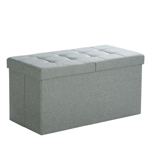 Songmics klop, 80 l, tabure z odlagali&scaron;čem in polovično prevleko, ki se lahko nagne na stran, 76 x 38 x 38 cm, siva, LSF41G, (21671066) Cene