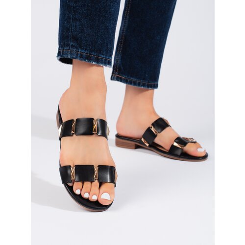 Shelvt Black women's flat sandals Cene