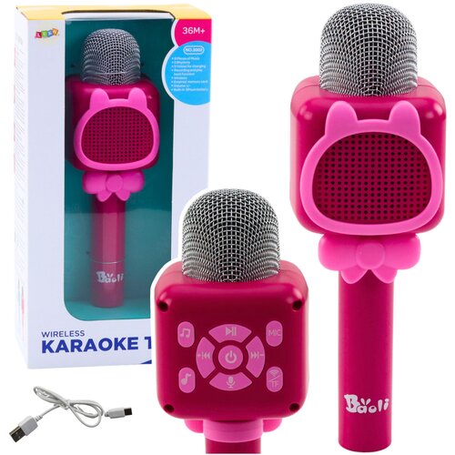 Wireless Bluetooth Microphone For Karaoke Recording Voice Changer Pink Slike