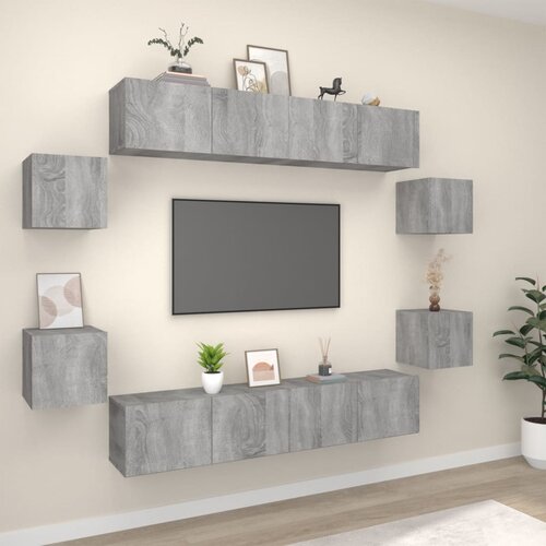 The Living Store Komplet TV omaric 8-delni siv sonoma konstruiran les - Komplet TV Omaric, (21374807) Cene