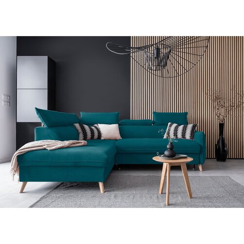 Miuform Tirkizna baršunasta sklopiva kutna garnitura (s lijevim kutom) Sweet Harmony – Cene