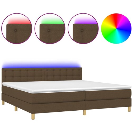 vidaXL Krevet box spring s madracem LED tamnosmeđi 200x200 cm tkanina Cijene
