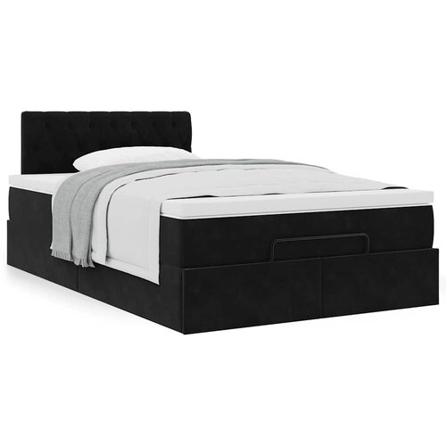 VidaXL Otomanski krevet s madracem crni 120x200 cm bar&amp;scaron;unasti Slike