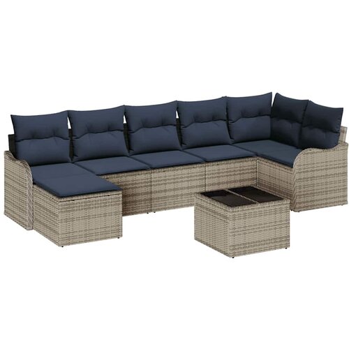 vidaXL Vrtna sedežna garnitura z blazino 8 pcs Siva Poly ratan, (5000085018) Cene