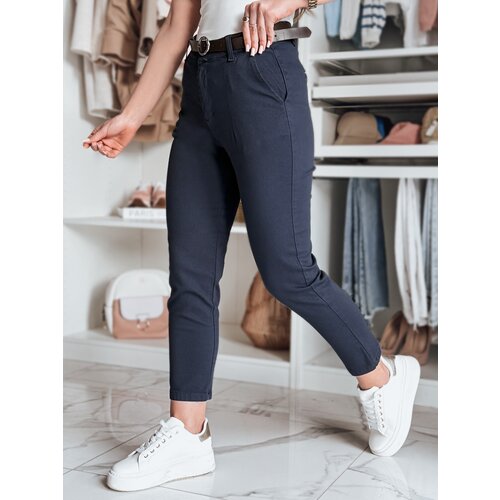 DStreet Spodnie damskie slim fit z paskiem TAIRONIK granatowe Slike