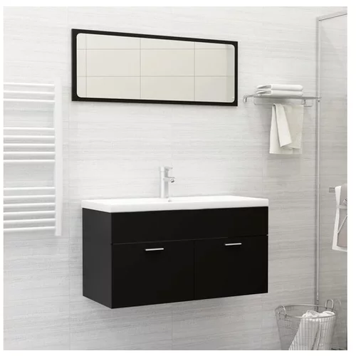  2-delni komplet kopalniškega pohištva črne barve iverna plošča