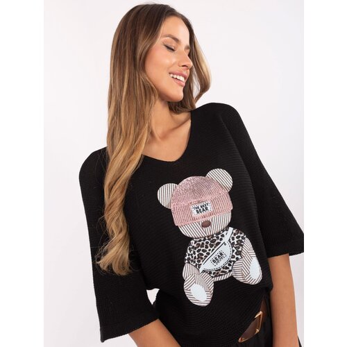 Italy Moda Sweater-MI-SW-2102.14-black Cene