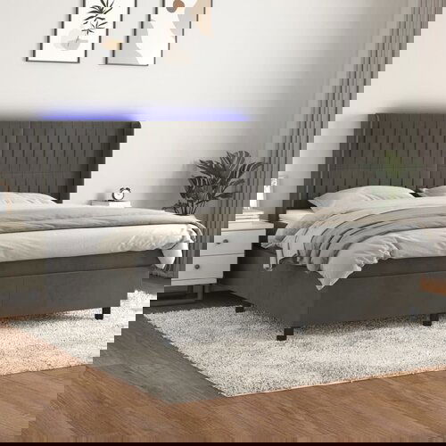 VidaXL Krevet box spring s madracem LED tamnosivi 180x200 cm bar&amp;scaron;un Slike