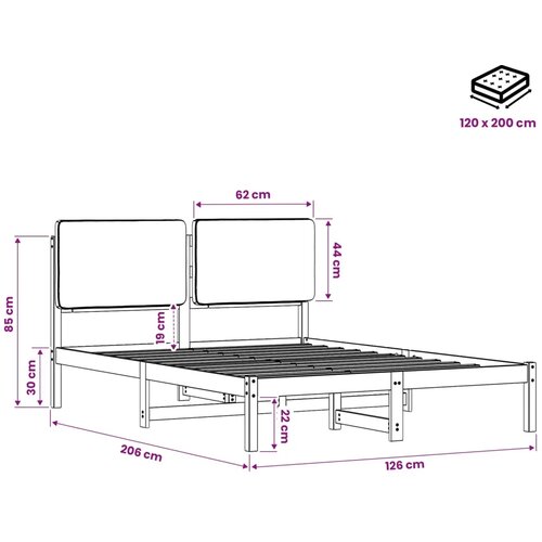  Krevetni okvir s tapiciranim uzglavljem Bijelo isprana i taupe - Bijelo isprana i taupe 120 x 200 cm Slike