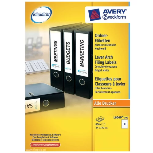 Avery Zweckform Etikete za ozke registratorje 192 x 34 mm 1/100