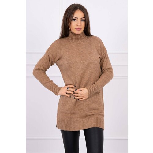 Kesi Sweater with camel stand-up collar Cene