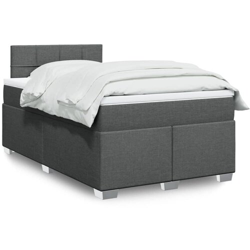 VidaXL Krevet s oprugama i madracem tamnosivi 120 x 200 cm od tkanine Slike