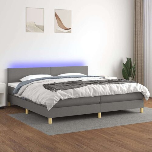  Box spring postelja z vzmetnico LED temno siva 200x200 cm blago, (20789705) Slike