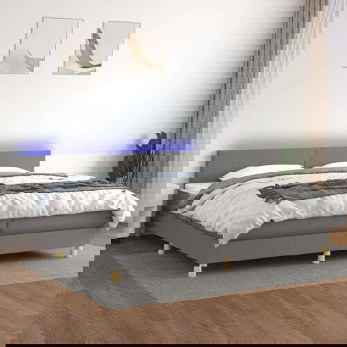  Box spring s madracem LED tamnosivi 200x200 cm tkanina Cijene