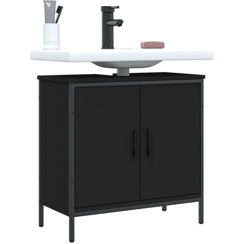 VidaXL Ormarić za umivaonik crni 60 x 30 x 60 cm konstruirano drvo Slike
