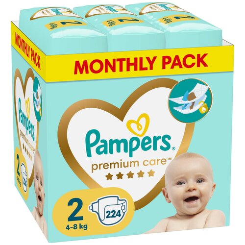 Pampers monthly Pack Premium Care 2 pelene, 224 komada Slike