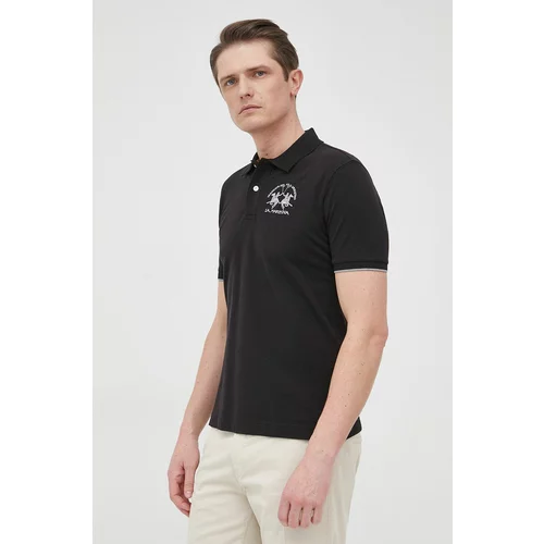La Martina Polo majica za muškarce, boja: crna, jednobojni model