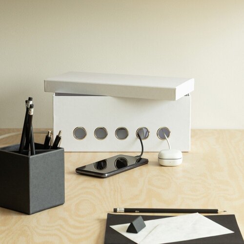 Bigso Bijeli kartonski uredski organizator za kablove Cordy Paper Laminate &amp;ndash; Slike