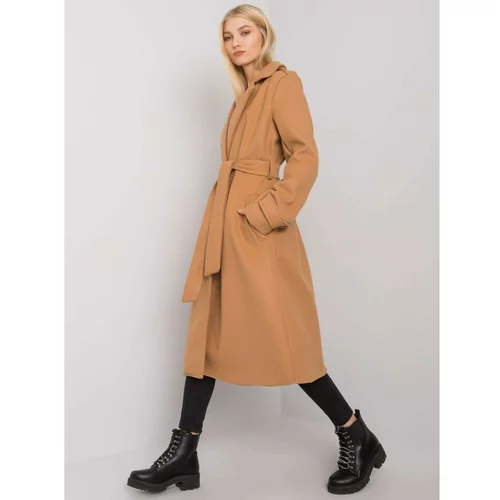 Fashion Hunters OH BELLA Camel long coat with a belt