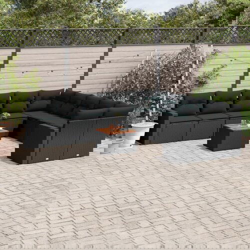 vidaXL 11-dijelni set vrtnih sofa od poliratana s jastucima crni Cijene