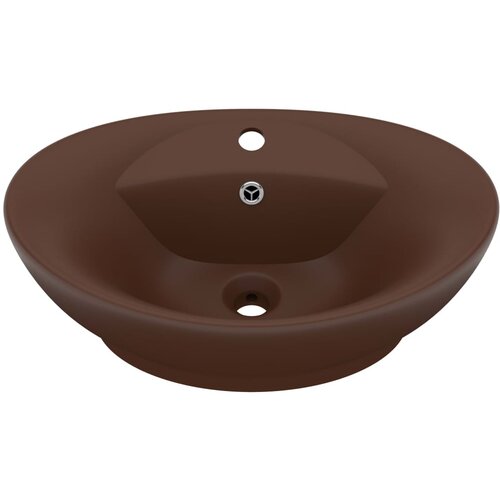 Maison Chic Razkošen Umivalnik - Kopalna umivalnik - Lavabo ovalen mat temno rjav 58,5x39 cm keramika, (21684767) Cene
