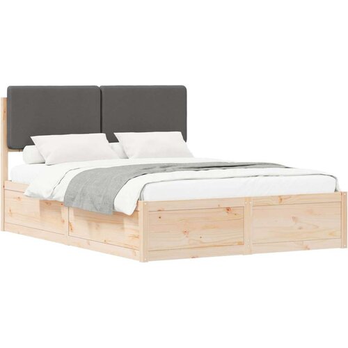  Krevetni okvir s tapiciranim uzglavljem Tamno siva 135 x 190 cm Slike