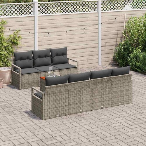  Sjedeća garnitura za vrt 8 kom. Siva poliratan 230 x 62 x 69 cm Slike