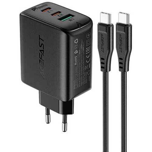 Acefast Stenski polnilec A13 PD 65W, 2x USB-C + USB (črn), (20633244) Cene