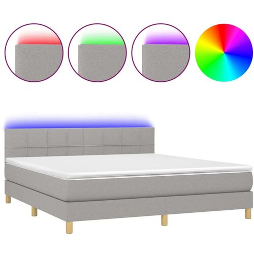  Box spring s madracem LED svjetlosivi 160x200 cm tkanina Slike
