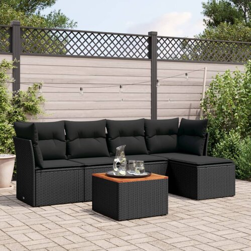 vidaXL 6-dijelni set vrtnih sofa s jastucima crni od poliratana Cijene