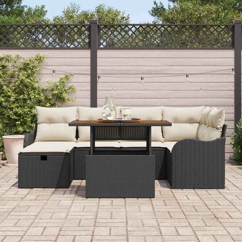  Sjedeća garnitura za vrt 7 kom. Crna poliratan 232.5 x 122.5 x 85 cm Slike
