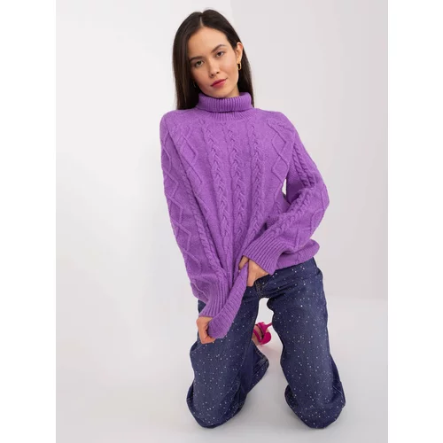 Fashion Hunters Purple women's sweater with handbags and turtleneck