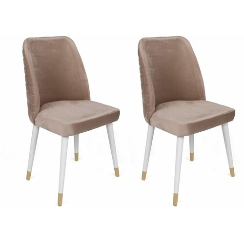 Woody Fashion Hugo-404 V2 BeigeWhite Gold Chair Set (2 Pieces) Slike