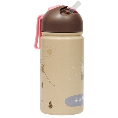 OYOY Mini Svjetlo smeđa aluminijska dječja boca 360 ml Friends in the Forest &amp;ndash; Slike
