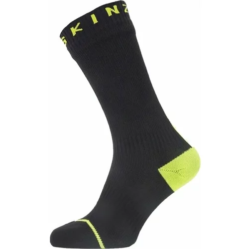 Sealskinz Waterproof All Weather Mid Length Sock With Hydrostop Black/Neon Yellow L