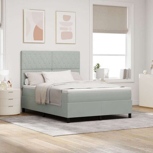 VidaXL box spring krevet s madracem svijetlo sivi 140x190 cm bar&amp;scaron;un Slike