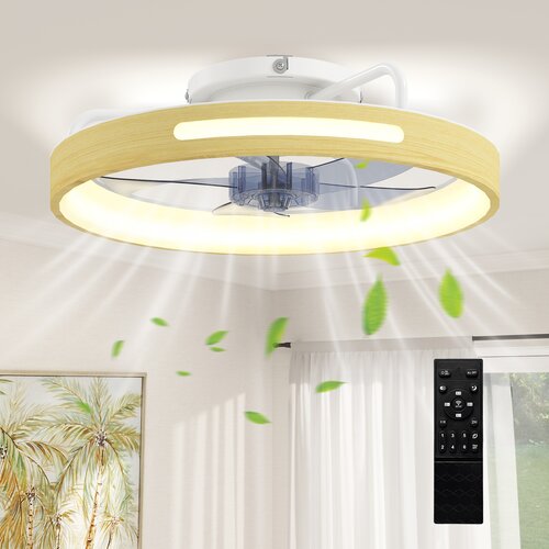 HOMCOM stropni ventilator z lučjo jeklo, plastika 49D x 49&Scaron; x 12,5V cm naravni les, (5000238773) Cene