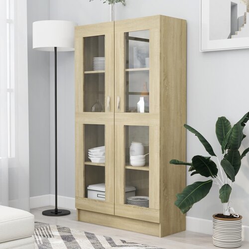 VidaXL Vitrina sonoma hrast 82,5x30,5x150 cm iverna plo&amp;scaron;ča Slike