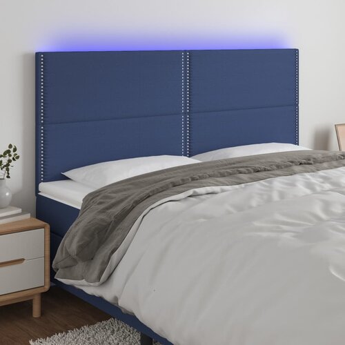 The Living Store LED posteljno vzglavje modro 180x5x118/128 cm blago - LED Vzglavje, (21451988) Slike