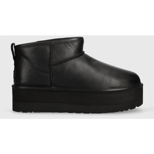 Ugg Usnjene snežke Classic Ultra Mini Platform črna barva, 1141510