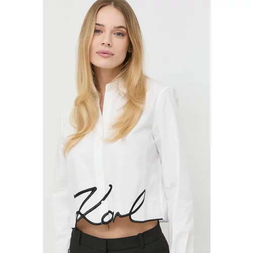 Karl Lagerfeld Bombažna srajca ženska, bela barva,