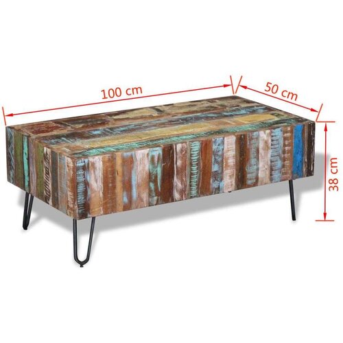  Stolić za kavu od masivnog obnovljenog drva 100 x 50 x 38 cm Slike