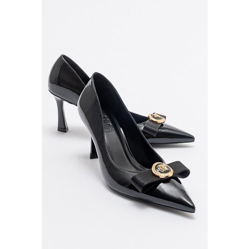LuviShoes LIVENZA Women's Black Patent Leather Heeled Shoes Slike