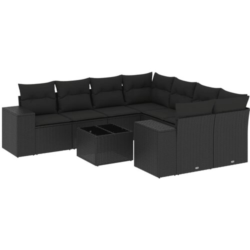 Maison Chic Seti vrtnega pohi&amp;scaron;tva - Vrtna garnitura - Vrtni pohi&amp;scaron;tvo set 9-delna z blazinami črn poli ratan, (21805440) Slike