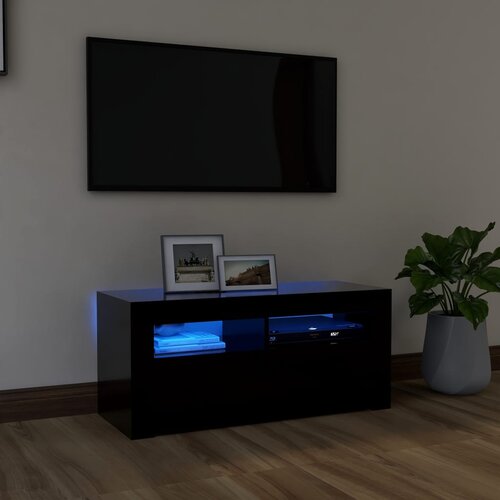 vidaXL TV omarica z LED lučkami črna 90x35x40 cm Cene