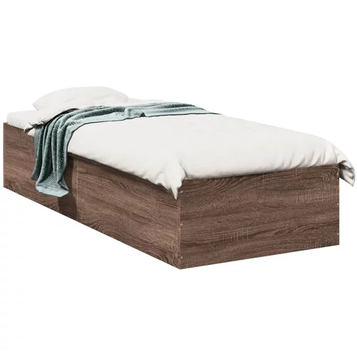 vidaXL Okvir za krevet smeđi hrast 75x190 cm konstruirano drvo