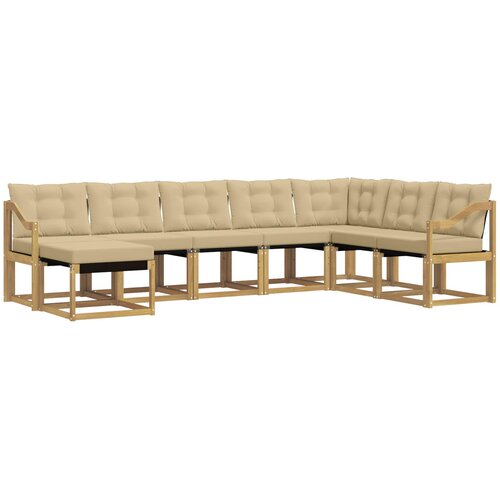  Set vanjskih sofa 8 kom. Bijela i bež Smeđa 304 x 185,5 x 73 cm Slike