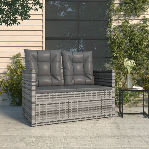 VidaXL Vrtna klupa s jastucima siva 105 cm od poliratana Slike
