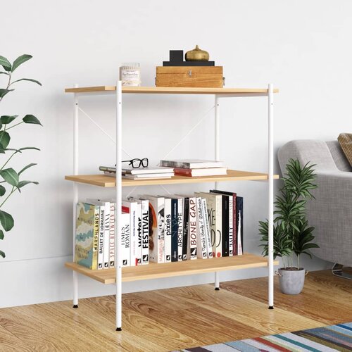 The Living Store 3-nadstropni regal s policami bel in hrast 80x40x92 cm - Regalna Enota, (21554417) Slike